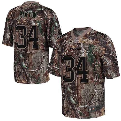 Men's Elite Walter Payton Nike Jersey Camo - #34 Realtree NFL Chicago Bears